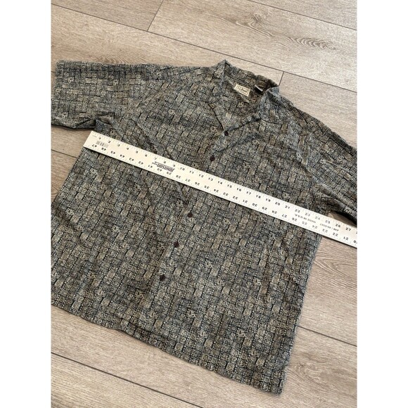 LL BEAN Shirt Mens Large Batik Mayan Aloha Print Aztec Button Up Camp Cotton - Picture 5 of 6